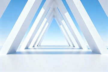 Obraz premium White triangular structures against blue sky
