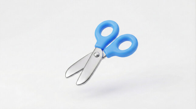Modern 3D Blue Scissors Icon Isolated on White Background