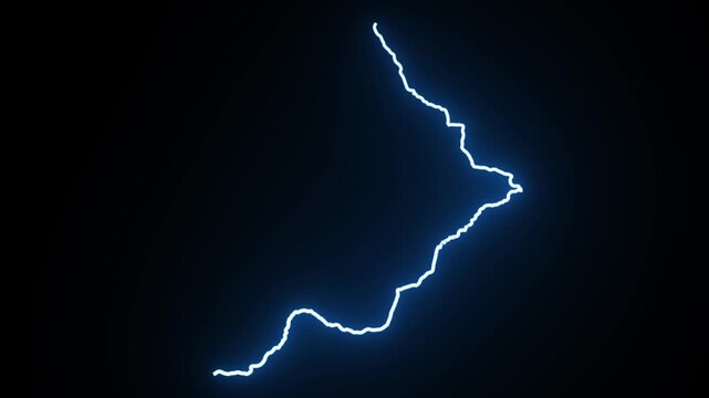 Botswana map outline glowing neon Blue orange energy border animated, on black Transfarent background abstract digital representation.mov