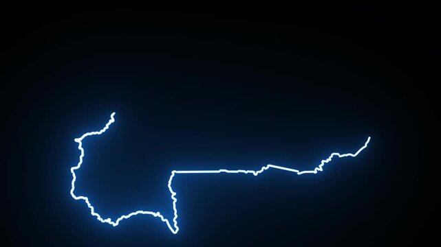  Burkina Faso map outline glowing neon Blue orange energy border animated, on black Transfarent background abstract digital representation.mov