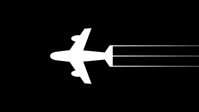 Airplane icon path animation. airplane flight route with starting point motion. Airplane is flying 4k video. line flight path representing.