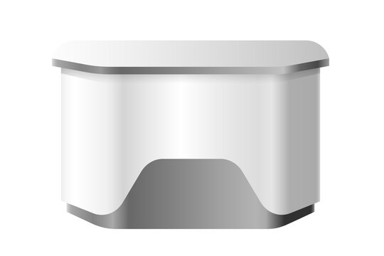 Modern reception desk, counter for business or trade show, professional and sleek, isolated on transparent background, png