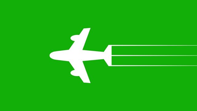 Airplane icon path animation. airplane flight route with starting point motion. Airplane is flying 4k video. line flight path representing.