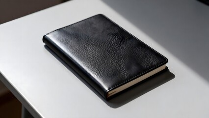 BlackLeatherNotebookOnWhiteTable