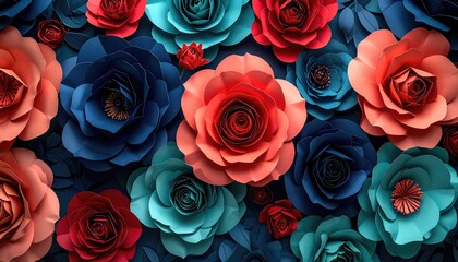 Vibrant collection of handmade paper flowers in various colors.