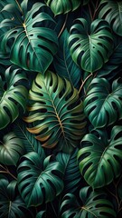 Obraz premium Stylish Monstera Leaf Wallpaper Brings Tropical Chic to Any Room