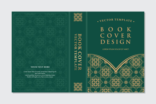 Elegant Emerald Green and Gold Geometric Book Cover Template