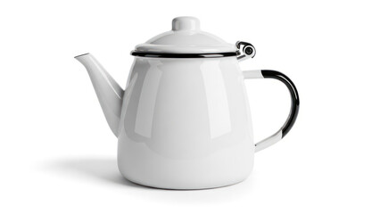 Fototapeta premium White Teapot with Black Handle and Trim.