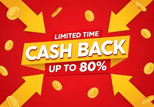 Limited time cash back offer with up to 80 percent return on purchases