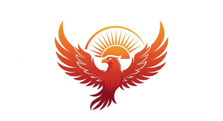 Fototapeta premium Phoenix Bird Rising Sun Logo.