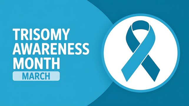 Trisomy awareness month March blue ribbon symbol awareness concept celebrating genetic diversity support and understanding for chromosome differences and rare diseases