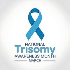Blue awareness ribbon for national trisomy awareness month in March supporting genetic disorder research and education symbol for hope and advocacy