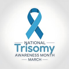 Blue awareness ribbon for national trisomy awareness month in March supporting genetic disorder research and education symbol for hope and advocacy