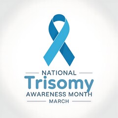 Blue awareness ribbon for national trisomy awareness month in March supporting genetic disorder research and education symbol for hope and advocacy