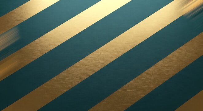 Diagonal pattern of brushed metallic gold and deep teal stripes creates an abstract background texture