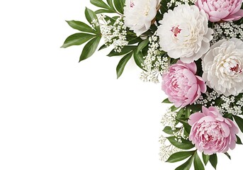 Peony flower arrangement in corner