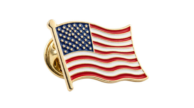 American flag lapel pin on transparent background