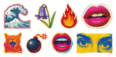 PNG Vibrant pop art sticker collection, transparent background © Rawpixel.com
