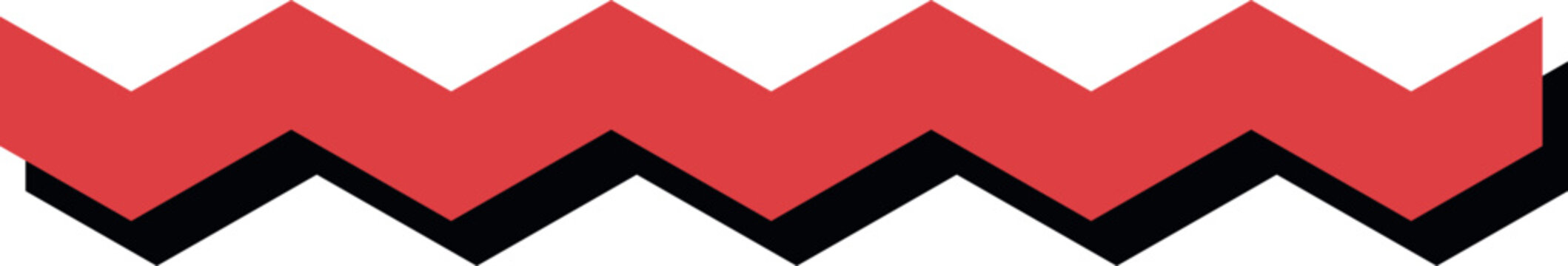 Stylized Memphis Red Zigzag Pattern