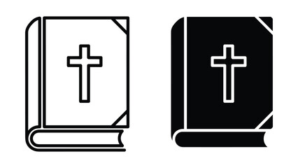 Obraz premium Holy bible book icon with cross symbol