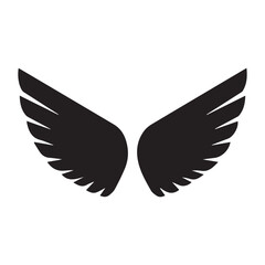 Obraz premium Black Wings Icon Vector – Angel, Freedom & Flying Symbol