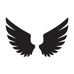 Obraz premium Black Wings Icon Vector – Angel, Freedom & Flying Symbol