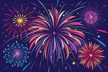 Fototapeta premium Vibrant fireworks explode in a dazzling display of color against a dark