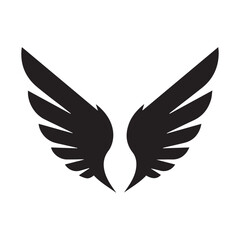 Obraz premium Black Wings Icon Vector – Angel, Freedom & Flying Symbol