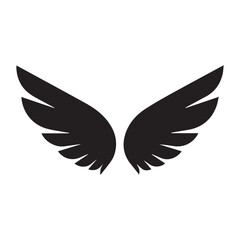 Obraz premium Black Wings Icon Vector – Angel, Freedom & Flying Symbol