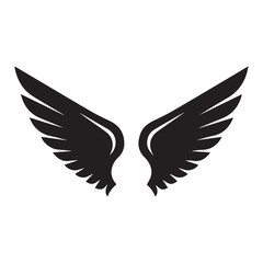 Obraz premium Black Wings Icon Vector – Angel, Freedom & Flying Symbol