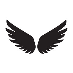 Obraz premium Black Wings Icon Vector – Angel, Freedom & Flying Symbol