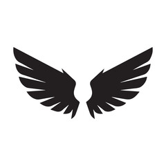 Obraz premium Black Wings Icon Vector – Angel, Freedom & Flying Symbol