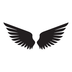 Obraz premium Black Wings Icon Vector – Angel, Freedom & Flying Symbol