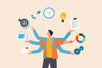 Busy Person With Many Tasks