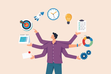 Busy Person With Many Tasks