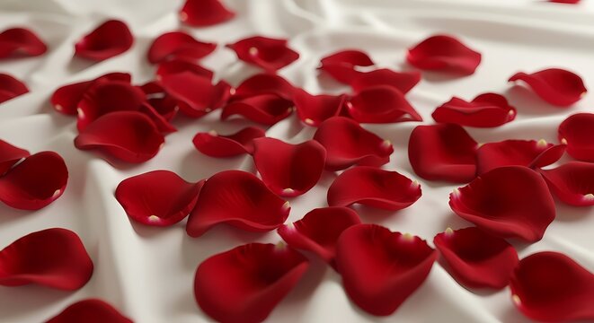 Red Rose Petals on White Fabric