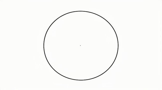 Animated self drawing of continuous line draw cricket ball leather hard circle stitch close-up