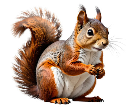 Squirrel on transparent background, png Generative AI