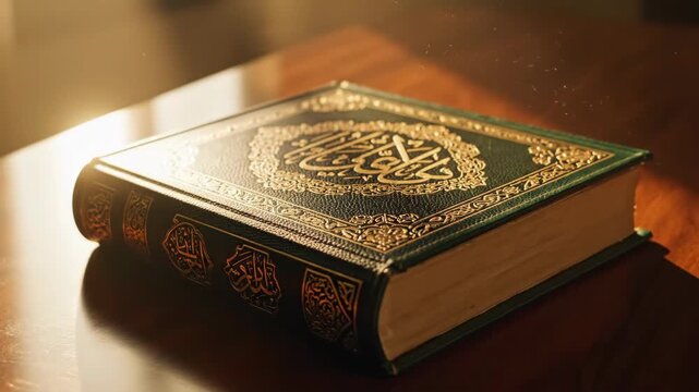 A Reverent Cinematic Journey Across the Intricate Golden Details of the Holy Quran