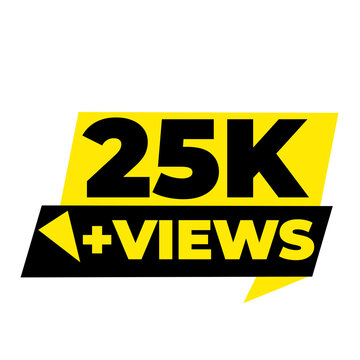 25K Views Social Media Counter PNG, Audience Boost Badge Design, Engagement Rise Label Graphic, Trending Post Tag Icon, Viewer Count Sticker PNG, Digital Reach Symbol