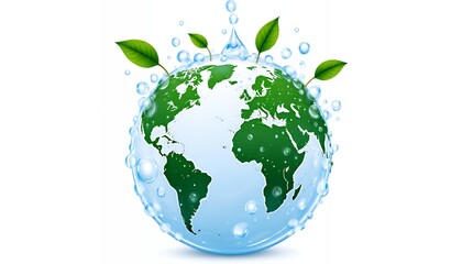 Obraz premium Minimalist Eco Concept with Water Droplets and Green Leaves