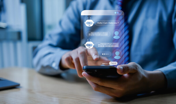 AI chat agent interacts with clients using artificial intelligence, demonstrating automated communication, smart assistance, and intelligent digital support for modern business services.