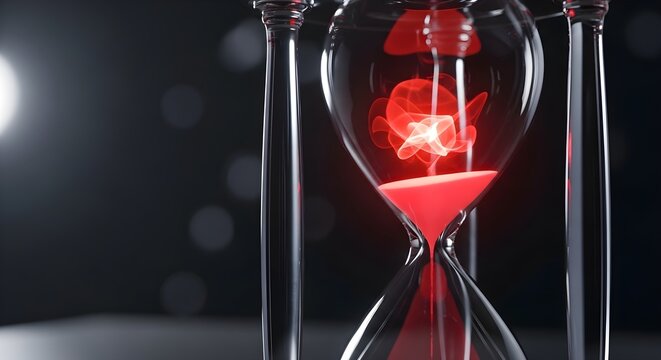 National Aplastic Anemia & MDS Awareness Week: Minimalist Transparent Clock Filling with Glowing Red Light, Symbol of Patient Recovery and Hope
