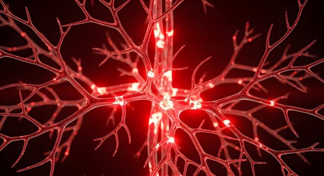 National Aplastic Anemia & MDS Awareness Week: Glowing Red Light Flowing Through Glass Vein Tree Branches, Futuristic Bone Marrow Symbolism, 8K Macro Realism
