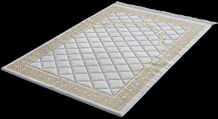 Fototapeta premium Luxurious white mattress with gold and beige quilted border on transparent background