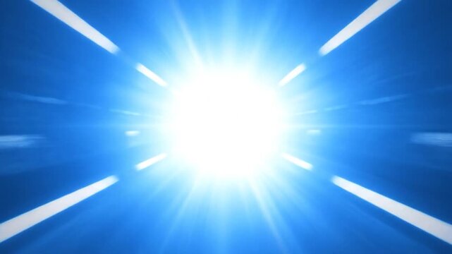 A blue tunnel with bright light at the end, leading to a radiant source