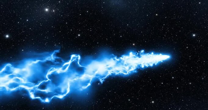 Dynamic blue energy beam shooting through a starry cosmic space, creating a vibrant effect