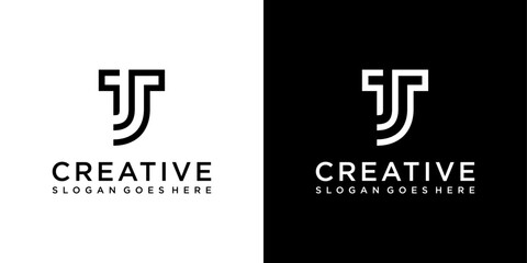 TJ or JT initial letter logo design vector