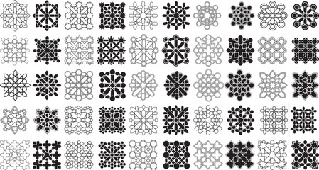 Fototapeta premium Collection of various black and white geometric patterns and designs