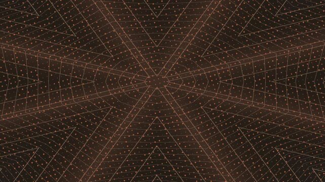 Abstract geometric pattern with converging lines and dots creating a star-like shape and a sense of infinite depth.